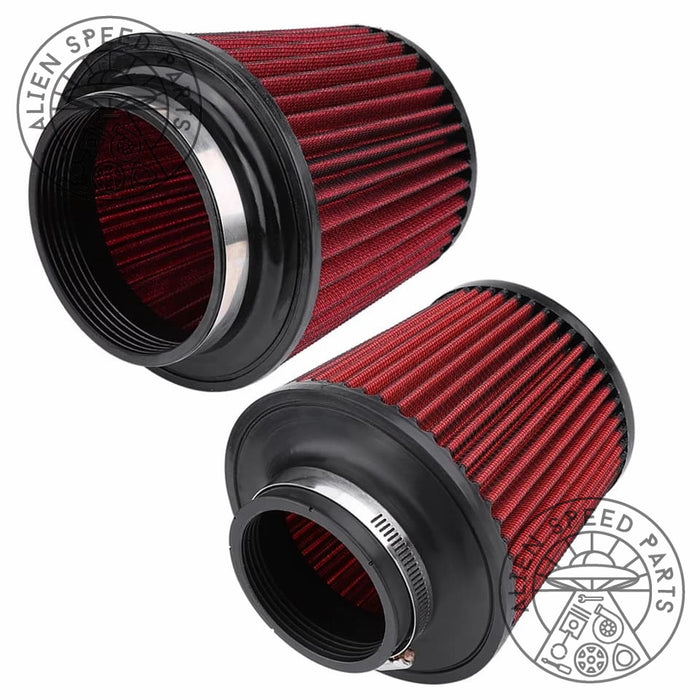 Universal Round Cone High Performance Air Filter 76 Mm 89 Mm 101 Mm Three Sizes In One Red
