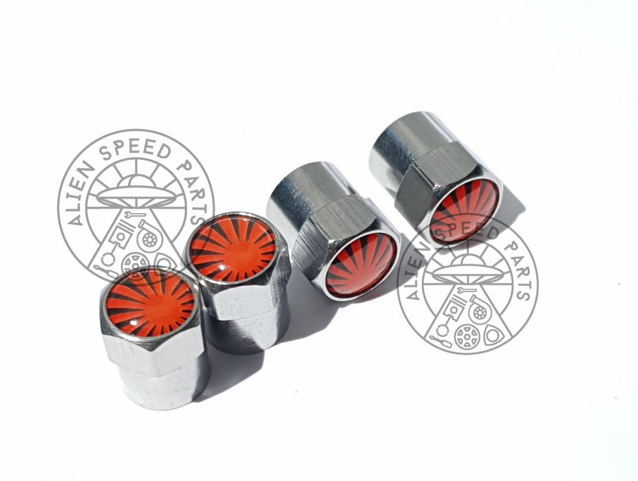 Japanese Rising Sun JDM Valve Cap Covers x4