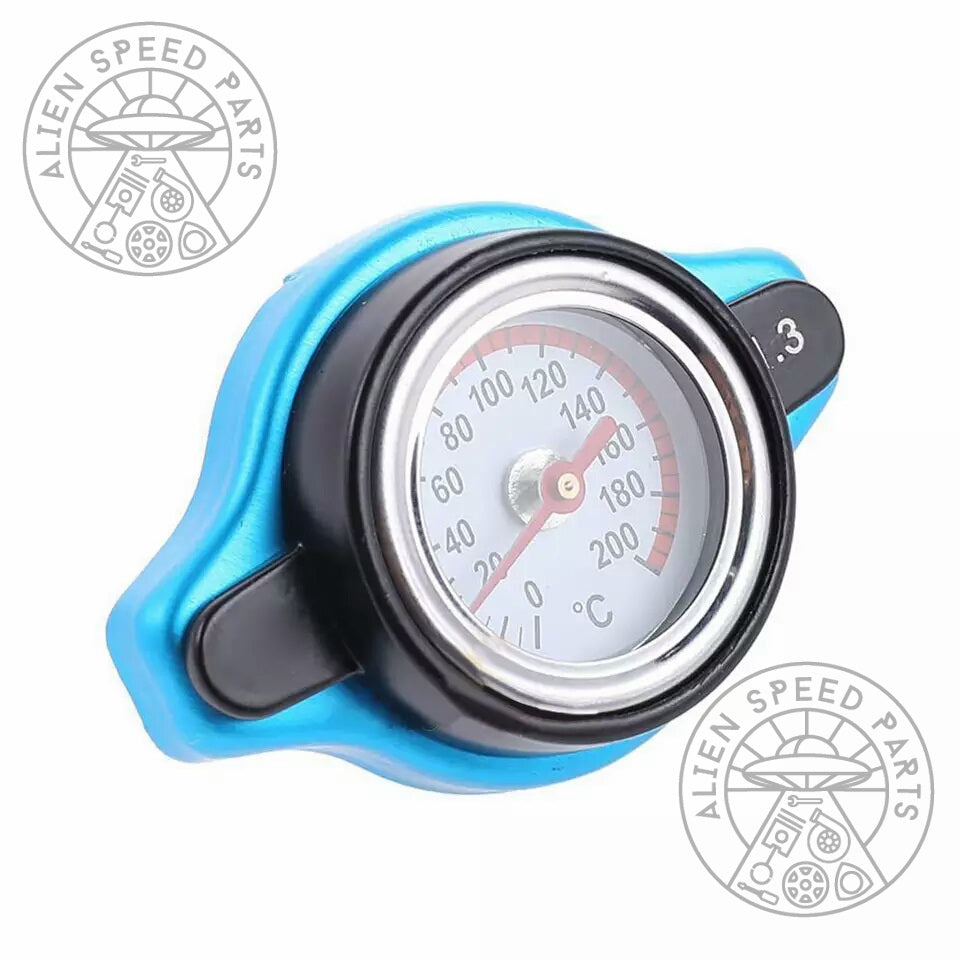 Blue Radiator Cap Radiator Cap 1.3 Bar With Built In Temp Gauge. — Alien Speed Parts