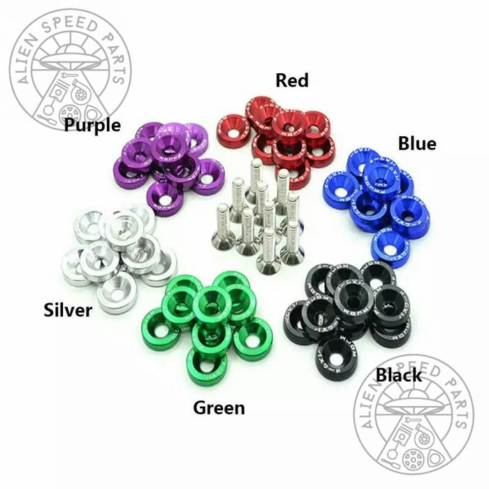 Anodized Fender Washers & Stainless Hex Bolts 10 Pack M6 Many Colours To Choose From