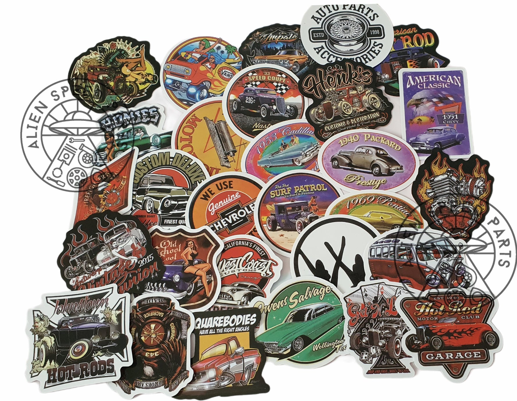 American Classics / Hot Rods Stickers (Waterproof) — Alien Speed Parts
