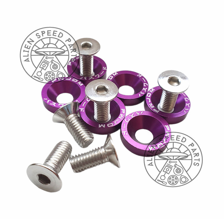 Anodized Fender Washers & Stainless Hex Bolts 6 Pack M8 Many Colours To Choose From