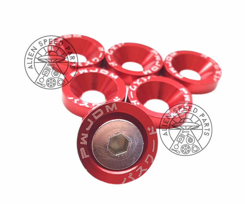 Anodized Fender Washers & Stainless Hex Bolts 6 Pack M8 Many Colours To Choose From