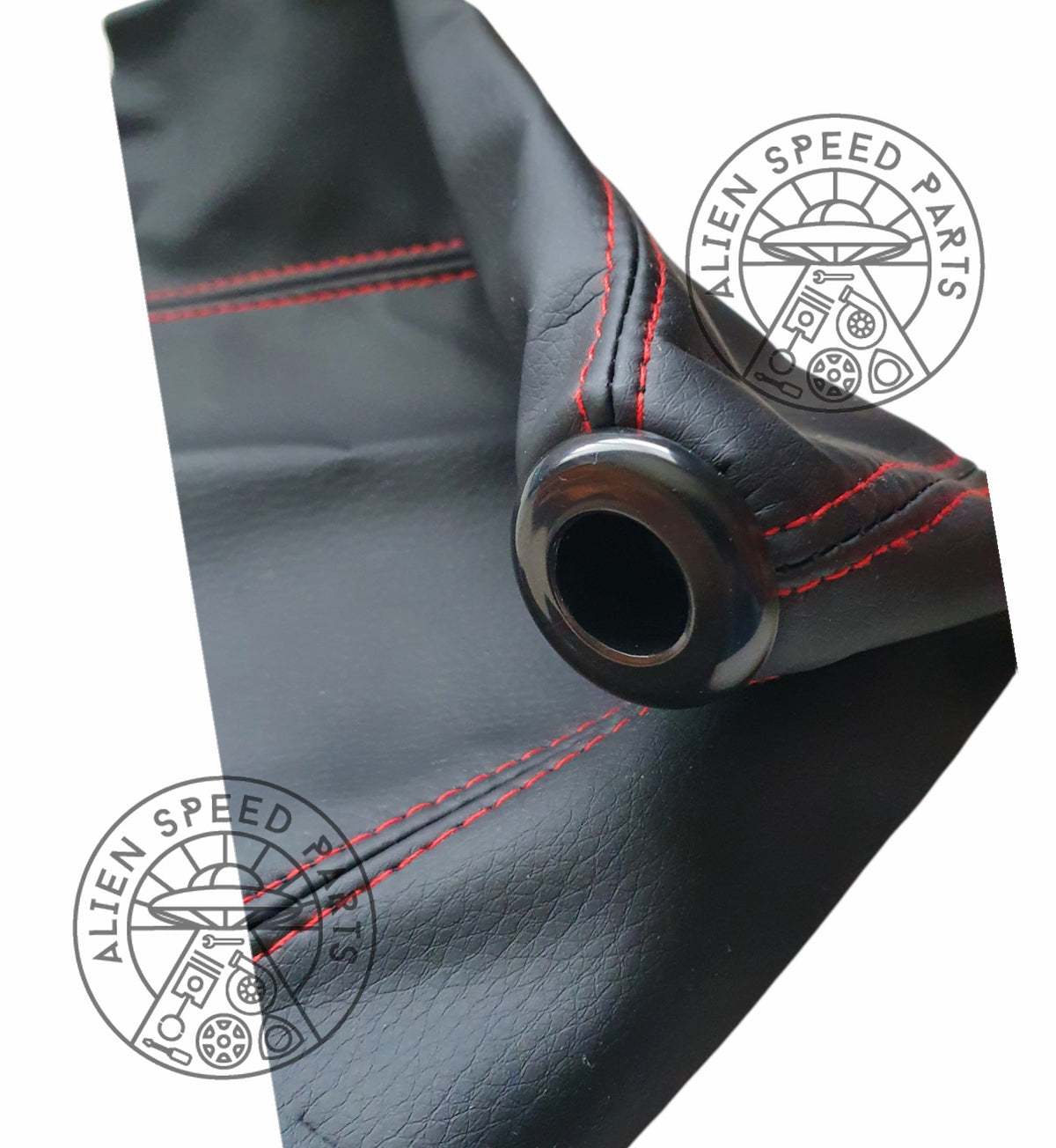 Leather Gear Stick Boot/Surround with BLACK Ring — Alien Speed Parts