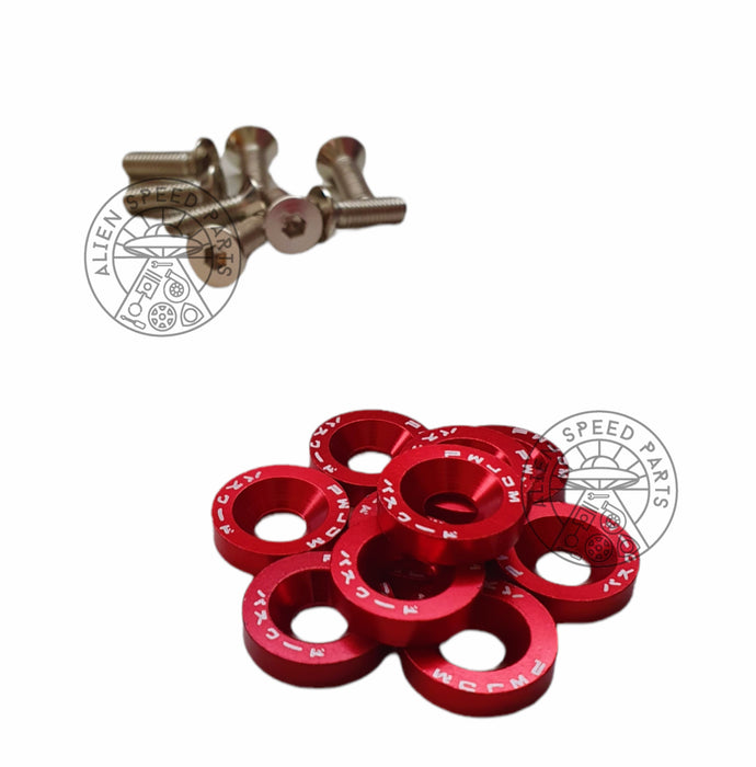 Anodized Fender Washers & Stainless Hex Bolts 10 Pack M6 Many Colours To Choose From