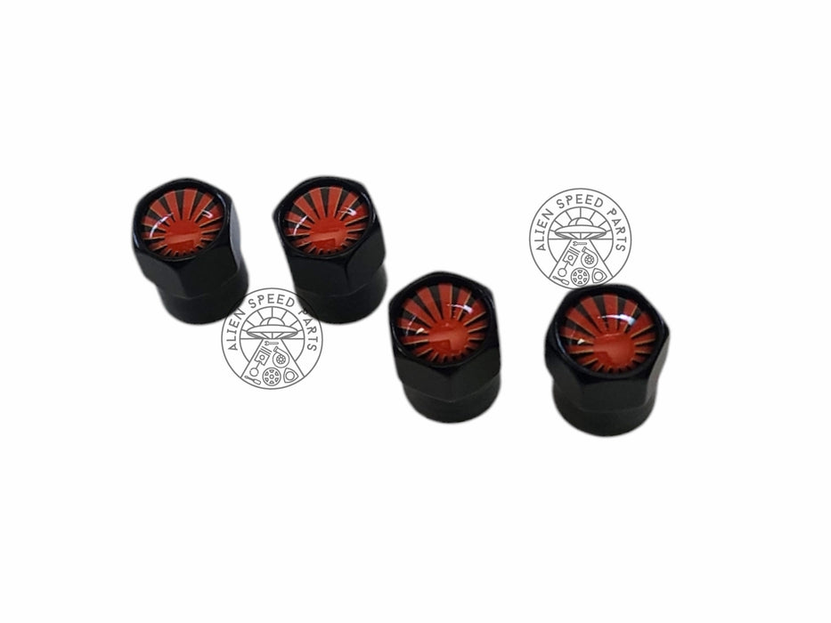 Japanese Rising Sun JDM Valve Cap Covers x4