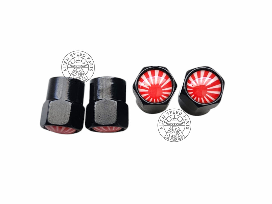 Japanese Rising Sun JDM Valve Cap Covers x4