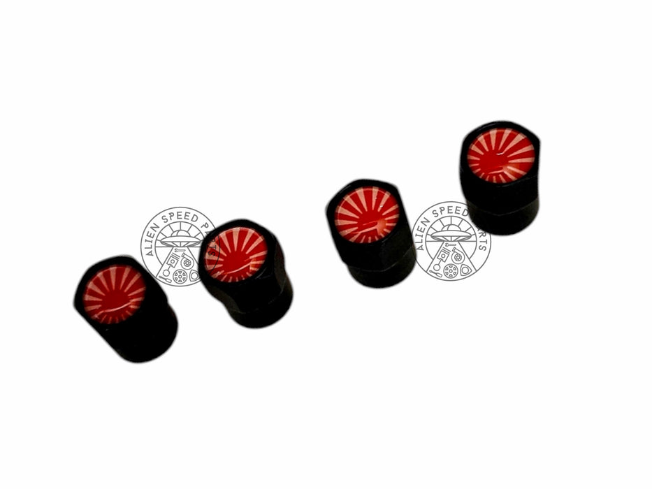 Japanese Rising Sun JDM Valve Cap Covers x4